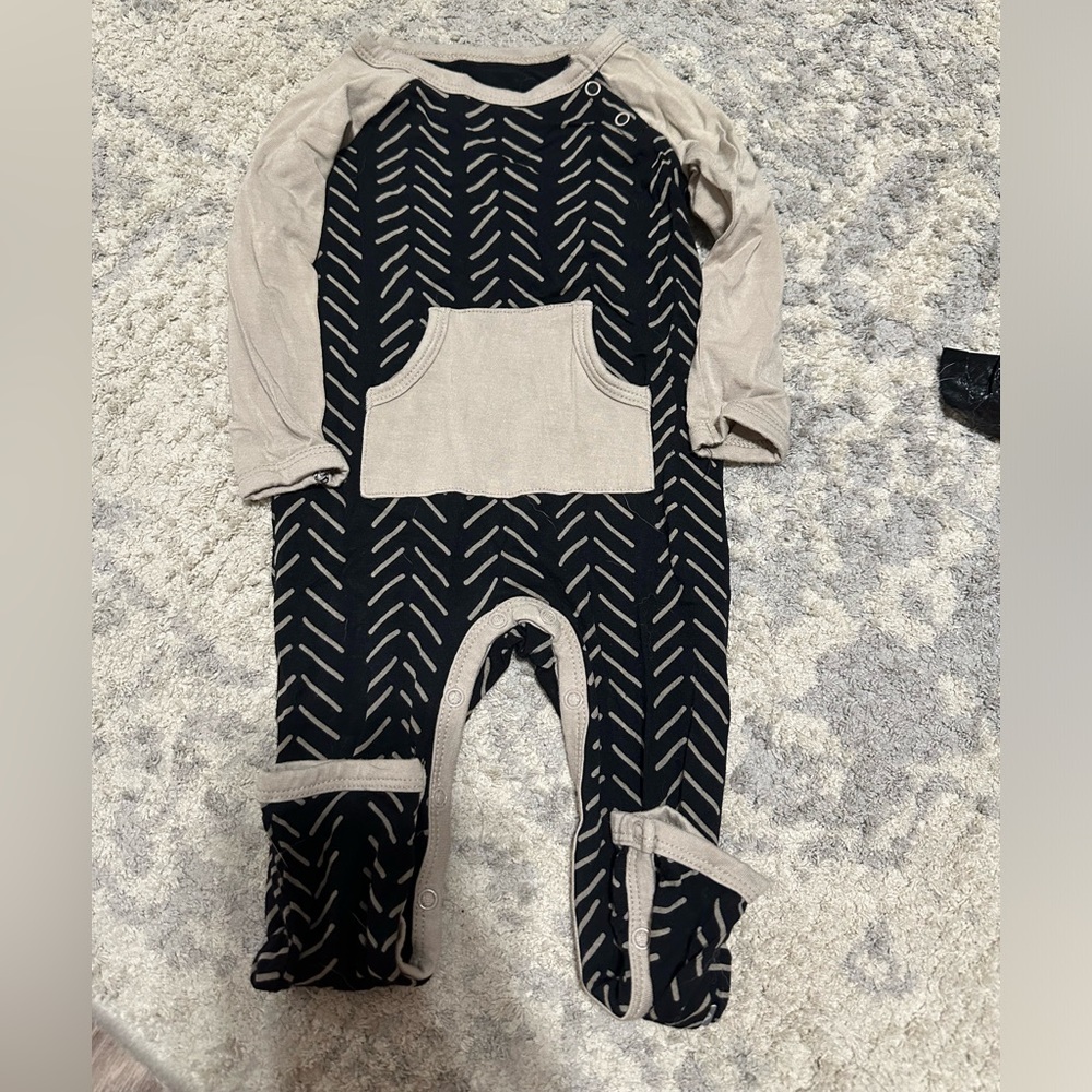 kyte baby longall 12-18 khaki herringbone